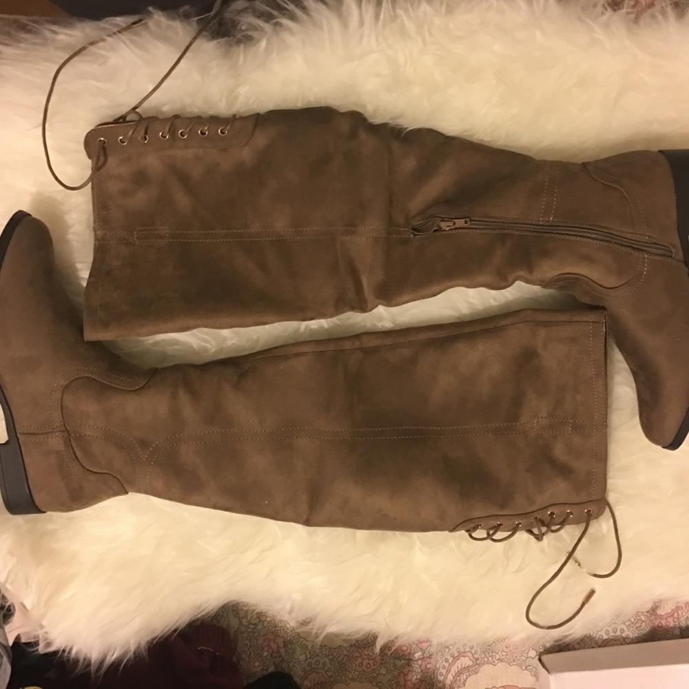 XOXO Over the Knee Boots Taupe Trish2 slouch boots
